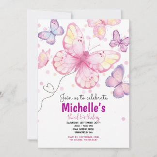 Invitation d'anniversaire Papillon
