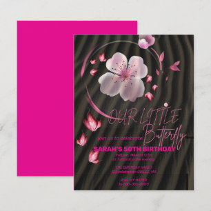 Invitation d'anniversaire Papillon Rose, Fille Pap