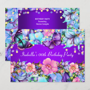 Invitation d'anniversaire papillon rose violet sar