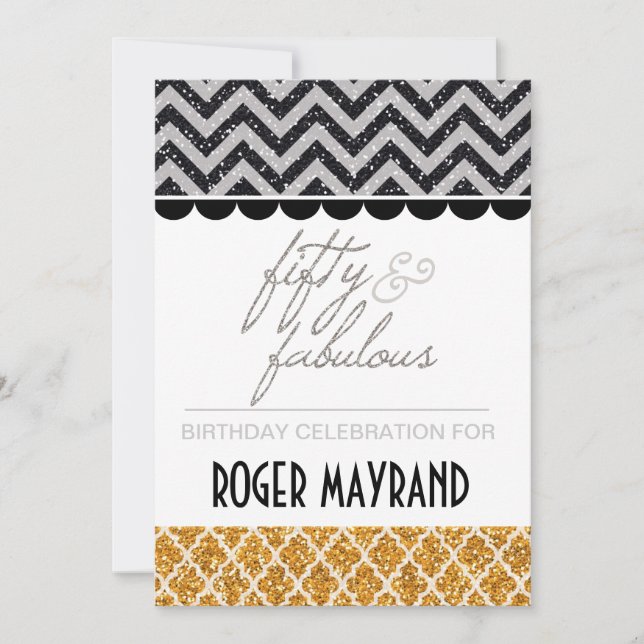 Invitation d'anniversaire Parties scintillant noir (Devant)