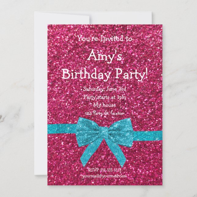 Invitation d'anniversaire parties scintillant rose (Devant)