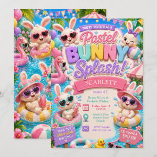 Invitation d'anniversaire Pastel Bunny Splash - Fê