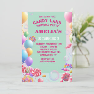 Invitation d'anniversaire Pastel Candy Land