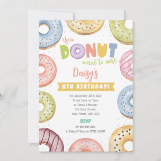 Invitation d'anniversaire Pastel Donut - Vous ne v