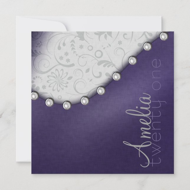 Invitation d'anniversaire Pearl Square (Devant)