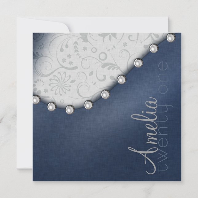 Invitation d'anniversaire Pearl Square (Devant)