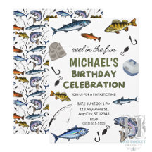 Invitation d'anniversaire pêche