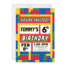 Invitation d'anniversaire personnalisable Brick Bu