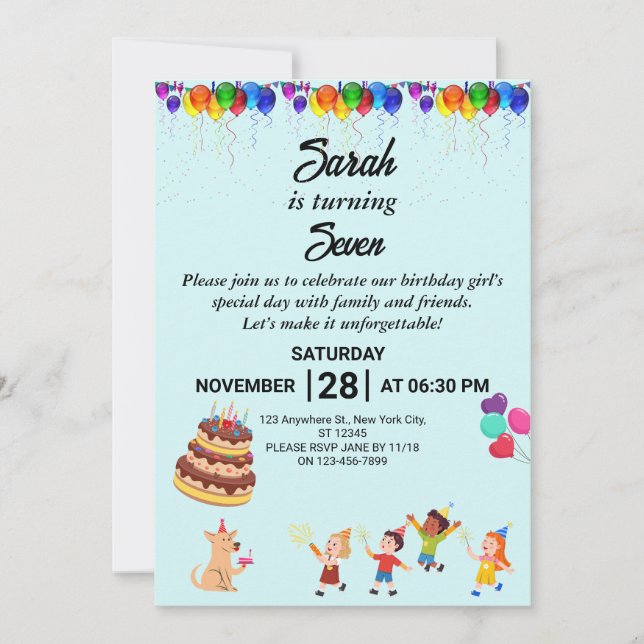 Invitation d'anniversaire personnalisée avec desig (Devant)