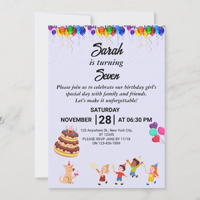 Invitation d'anniversaire personnalisée avec desig (Devant)