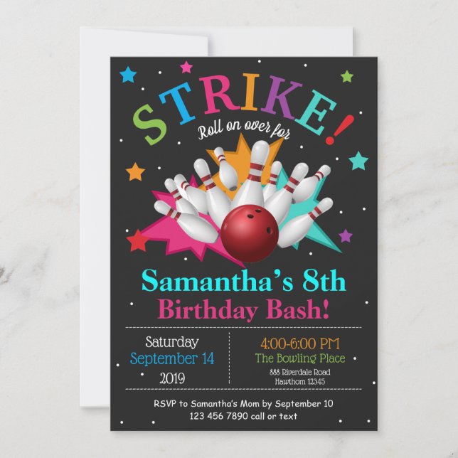 Invitation d'anniversaire personnalisée avec quill (Devant)