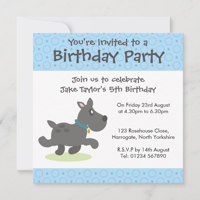 Invitation d'anniversaire personnalisée - Chien no (Devant)