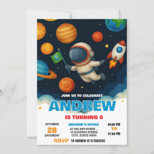 Invitation d'anniversaire personnalisée d'astronau