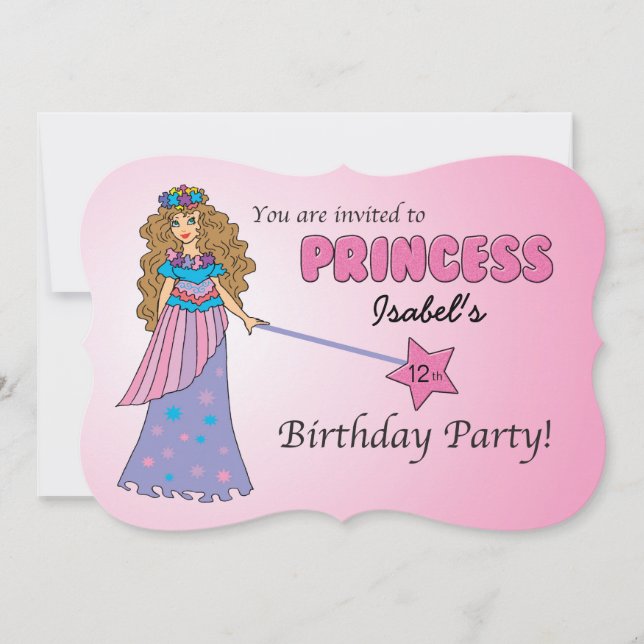 Invitation d'anniversaire personnalisée Princesse  (Devant)