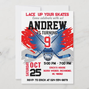 Invitation d'anniversaire personnelle de hockey