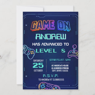 Invitation d'anniversaire personnelle de jeu vidéo