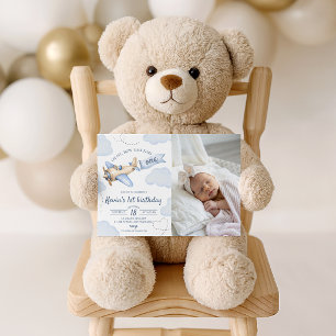 Invitation d'anniversaire photo avion Temps qui pa