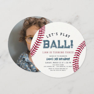 Invitation d'anniversaire photo de baseball " Jouo