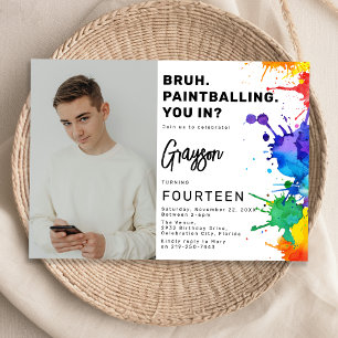 Invitation d'anniversaire photo de paintball