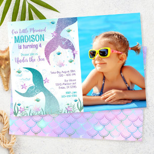 Invitation d'anniversaire Photo de Queue de Sirène