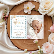 Invitation d'anniversaire photo Gingham Silly Goos