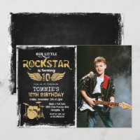 Invitation d'anniversaire Photo Rockstar TOUT ÂGE