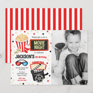 Invitation d'anniversaire Photo Soirée Cinéma Fête