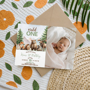 Invitation d'anniversaire photo Woodland Wild One
