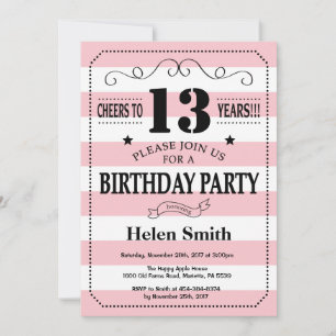 Invitation d'anniversaire Pink and White Stripes