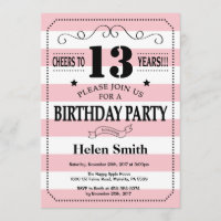 Invitation d'anniversaire Pink and White Stripes