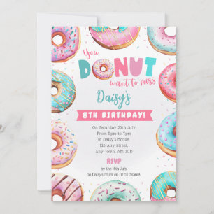 Invitation d'anniversaire Pink Donut Vous ne voule