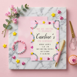 Invitation d'anniversaire Pink Star pour filles