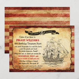 INVITATION D'ANNIVERSAIRE PIRATE VINTAGE - TOUT ÂG