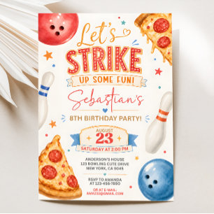 Invitation d'anniversaire Pizza Bowling