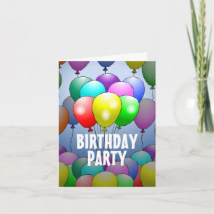 Invitation d'anniversaire pliée avec ballons