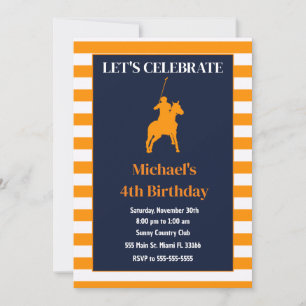 Invitation d'anniversaire Polo pour enfants bleu o