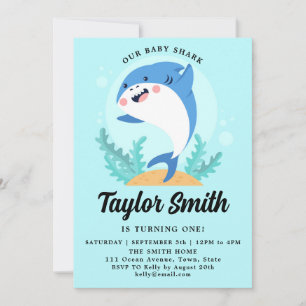 Invitation d'anniversaire pour bébé requin mignon