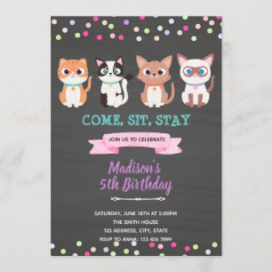 Invitation d'anniversaire pour chat chaton animal 