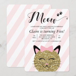 Invitation d'anniversaire pour chaton Miaou pour t