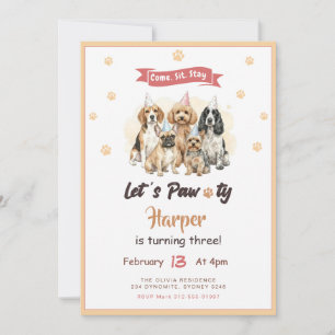 Invitation d'anniversaire pour chien chiot animal 