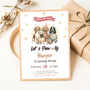 Invitation d'anniversaire pour chien chiot animal