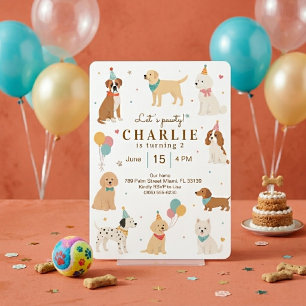 Invitation d'anniversaire pour chien chiot mignon