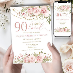 Invitation d'anniversaire pour elle, 90 ans d'amou