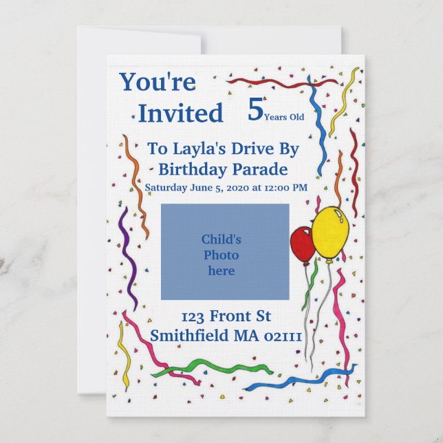 Invitation d'anniversaire pour enfant (Devant)