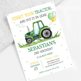 Invitation d'anniversaire pour enfants au tracteur