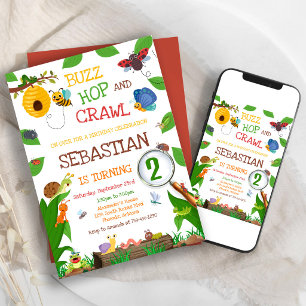 Invitation d'anniversaire pour enfants aux insecte