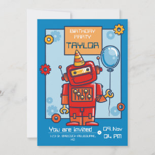 invitation d'anniversaire pour enfants avec robot