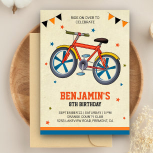 Invitation d'anniversaire pour enfants avec un vél