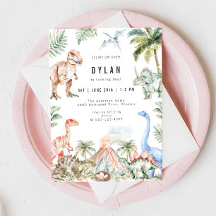 Invitation d'anniversaire pour enfants dinosaure a