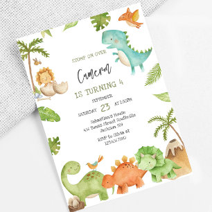 Invitation d'anniversaire pour enfants dinosaures